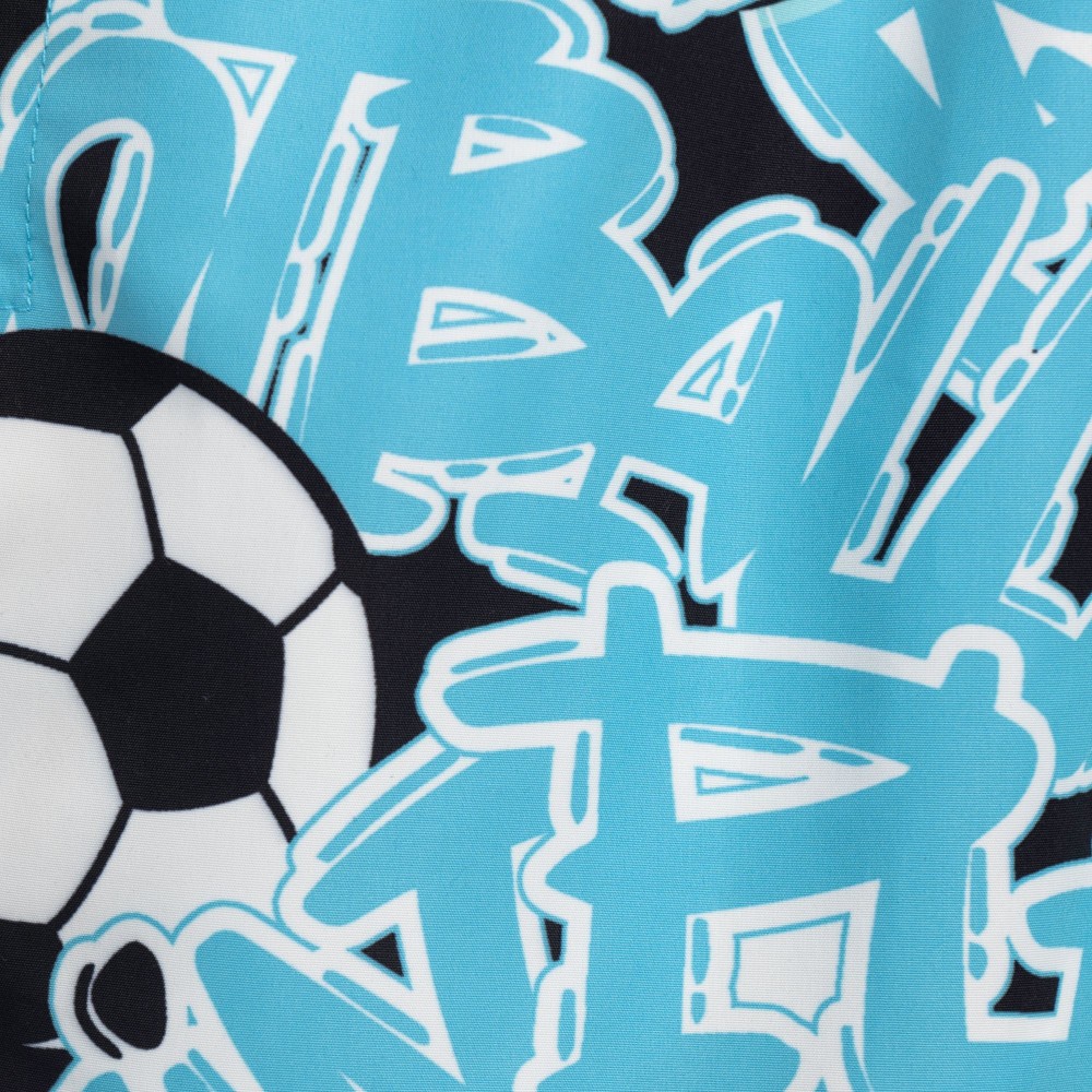 Εφηβικό Μαγιό Βερμούδα με Τύπωμα Football Αγόρι (6-16) -Φωσφορούχο Κυανό- 126-0104-1