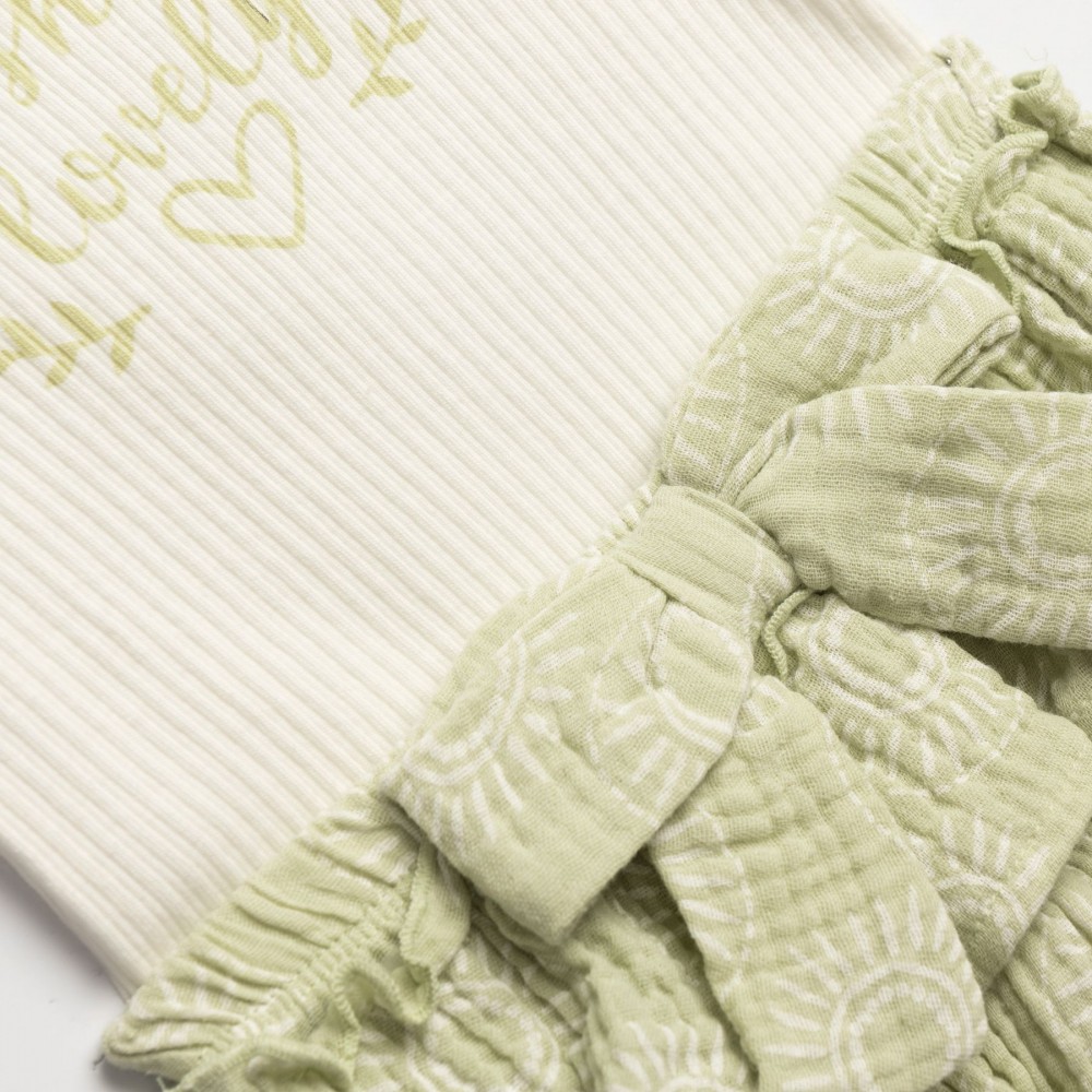 Βρεφικό Σετ 3Τμχ με Κορμάκι, Φούστα Βρακάκι και Κορδέλα Κορίτσι (6-24μ) -Λευκό- 126-060101-1