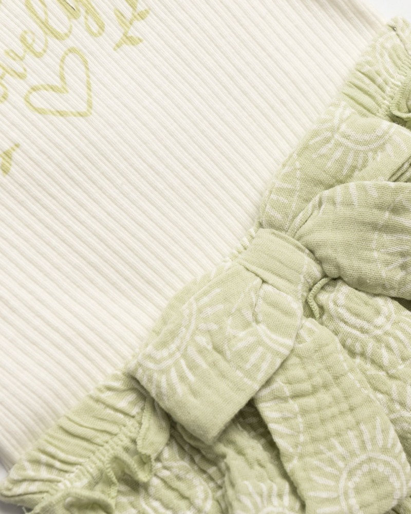 Βρεφικό Σετ 3Τμχ με Κορμάκι, Φούστα Βρακάκι και Κορδέλα Κορίτσι (6-24μ) -Λευκό- 