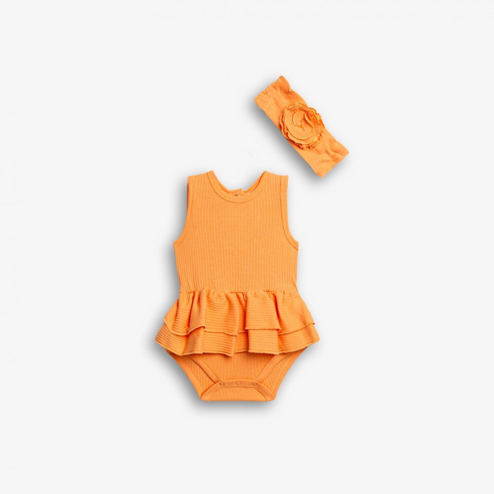 Βρεφικό Κορμάκι Ριπ με Κορδέλα Κορίτσι (6-24μ) -Κοραλί- 