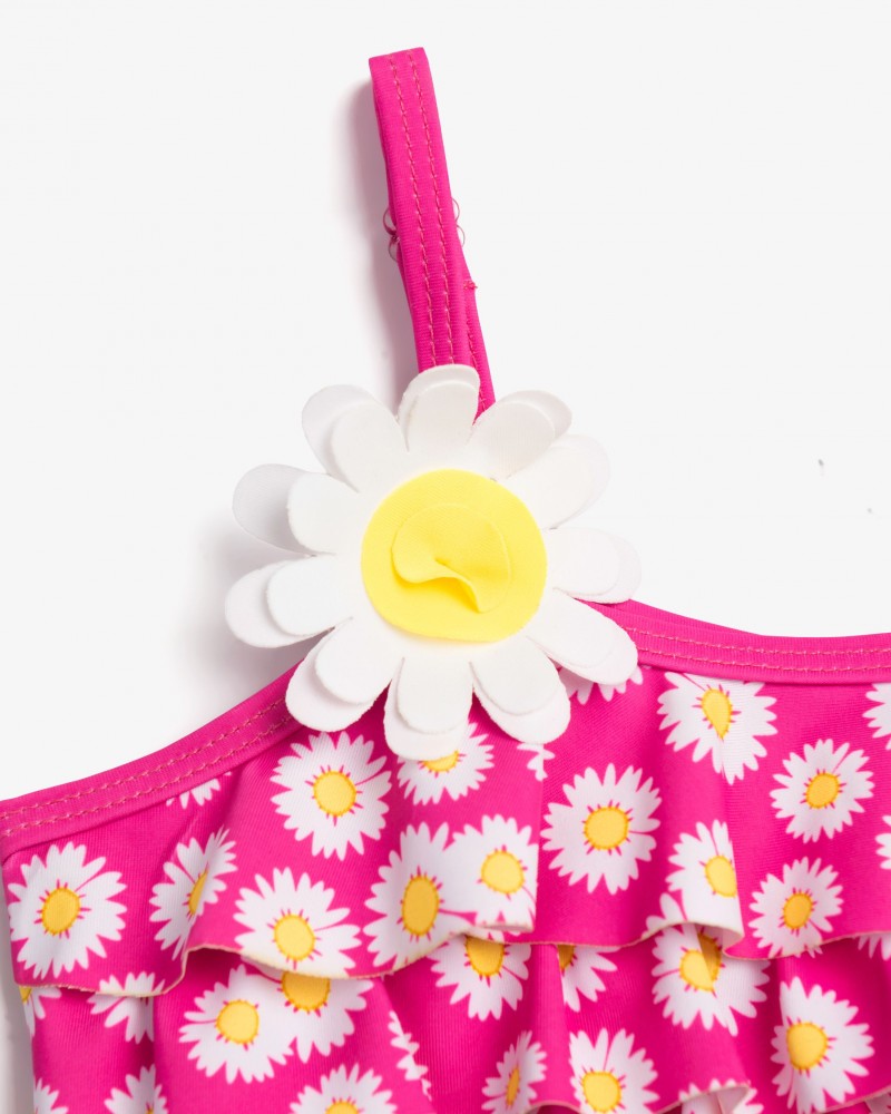 Παιδικό Μαγιό Σετ Μπικίνι με Floral Τύπωμα Allover Κορίτσι (1-6) -Φωσφορούχο Φούξ- 