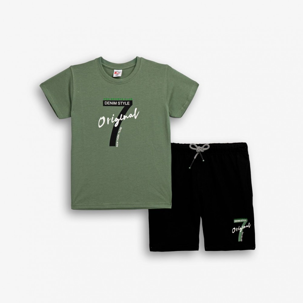 Εφηβικό Μακό Σετ με Μπλούζα Νούμερο 7 και Βερμούδα Αγόρι (6-16) –Garden– 126-101100-1