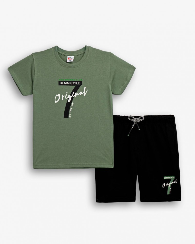 Εφηβικό Μακό Σετ με Μπλούζα Νούμερο 7 και Βερμούδα Αγόρι (6-16) –Garden– 