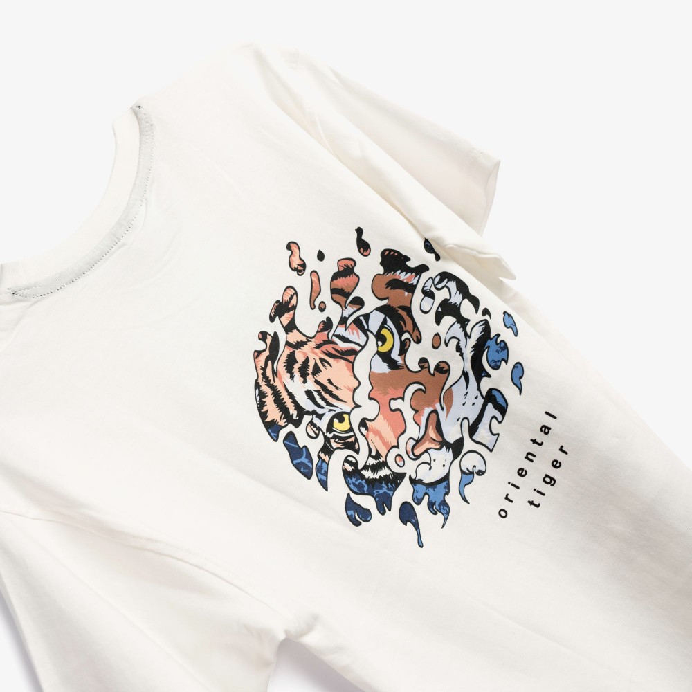 Εφηβικό Μακό Σετ με Μπλούζα Nowhere Tiger και Βερμούδα Αγόρι (6-16) –Εκρού– 126-101101-1