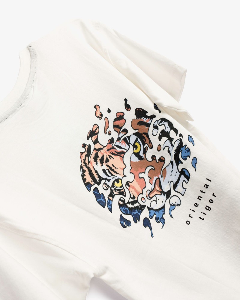 Εφηβικό Μακό Σετ με Μπλούζα Nowhere Tiger και Βερμούδα Αγόρι (6-16) –Εκρού– 