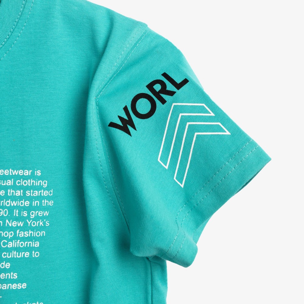 Εφηβικό Μακό Σετ με Μπλούζα Worldwide και Βερμούδα Αγόρι (6-16) –Τυρκουάζ– 126-101103-1