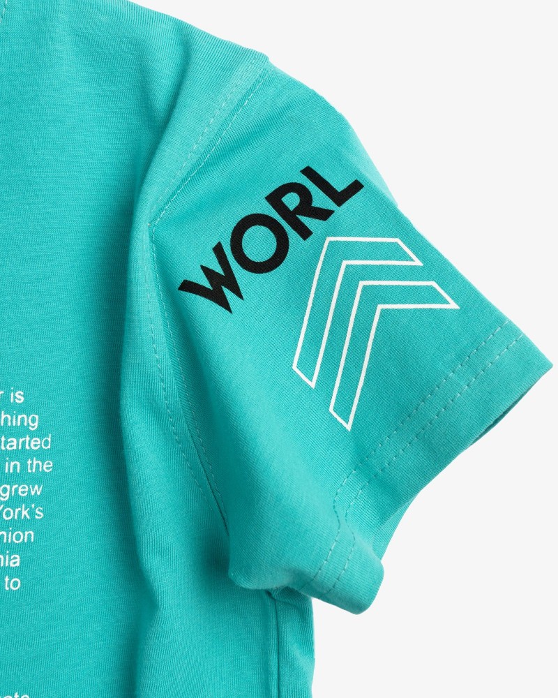 Εφηβικό Μακό Σετ με Μπλούζα Worldwide και Βερμούδα Αγόρι (6-16) –Τυρκουάζ– 