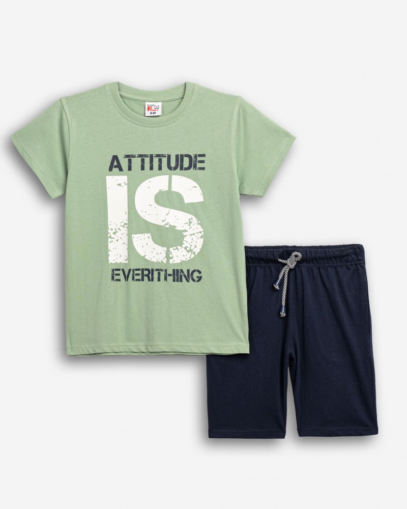 Εφηβικό Μακό Σετ με Μπλούζα Attitude και Βερμούδα Αγόρι (6-16) –Grass– 