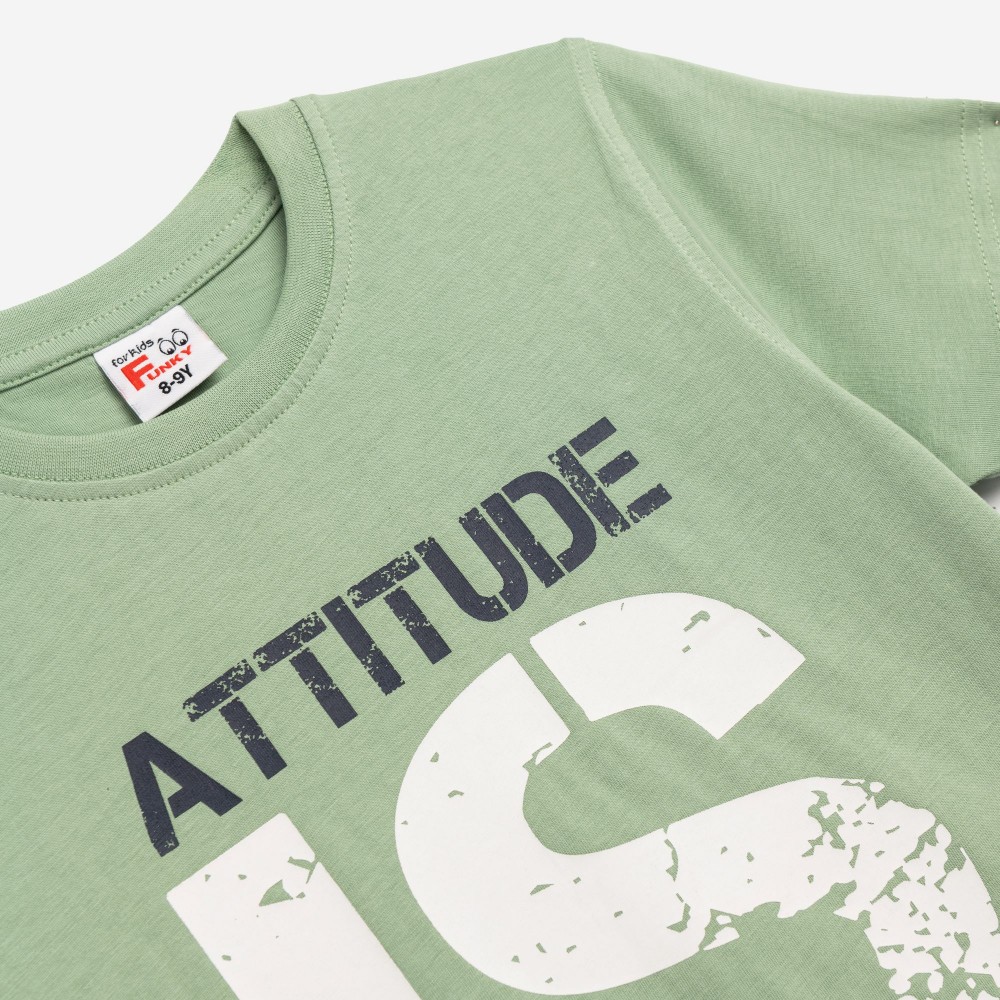 Εφηβικό Μακό Σετ με Μπλούζα Attitude και Βερμούδα Αγόρι (6-16) –Grass– 126-101104-1