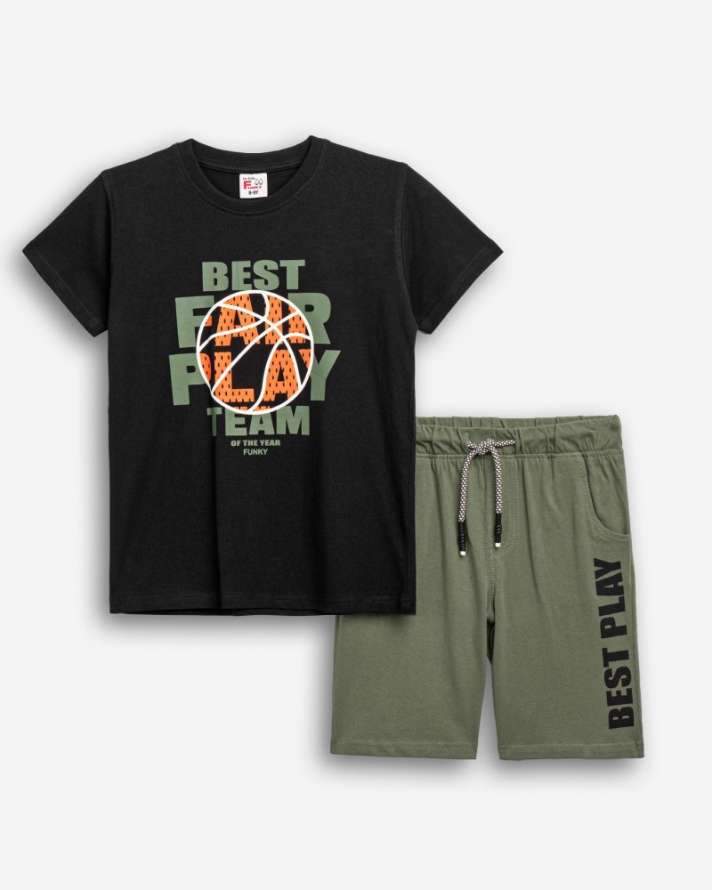 Εφηβικό Μακό Σετ με Μπλούζα Best Play και Βερμούδα Αγόρι (6-16) –Μαύρο– 