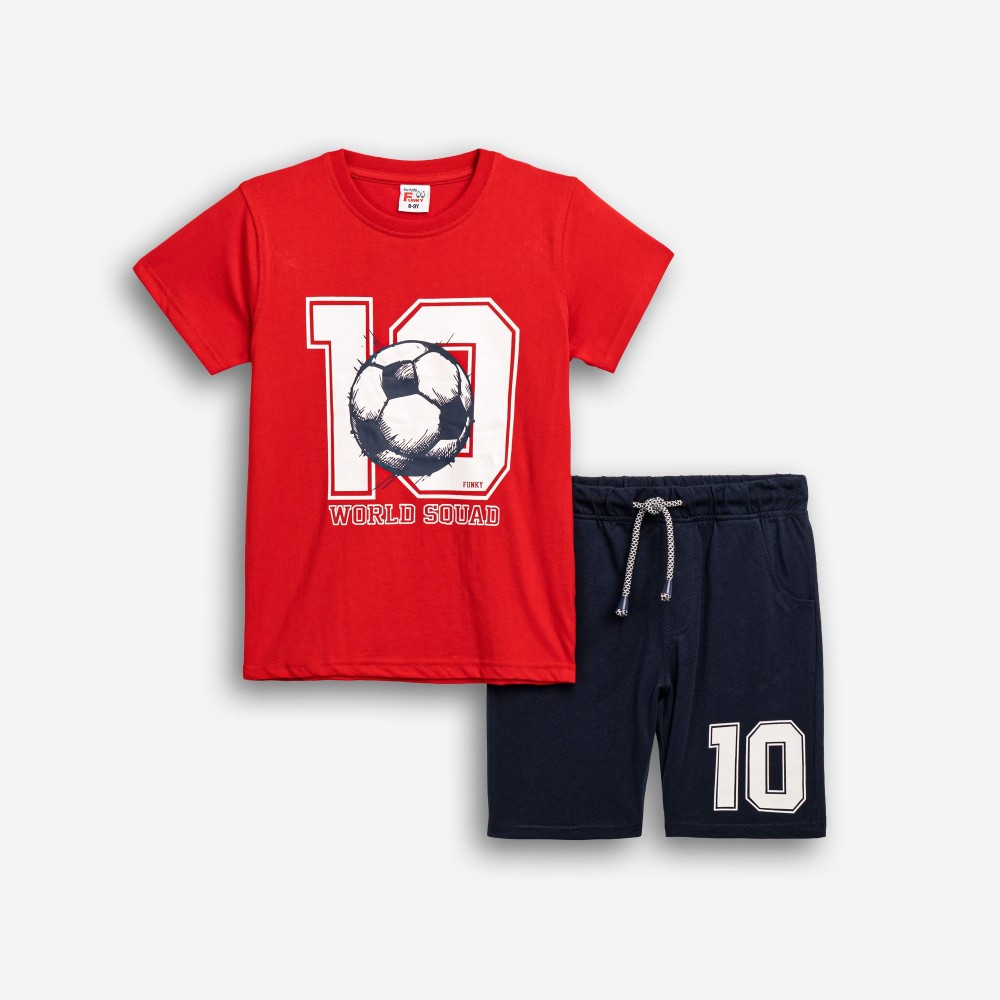 Εφηβικό Μακό Σετ με Μπλούζα World Squad 10 και Βερμούδα Αγόρι (6-16) –Κόκκινο– 126-101110-2