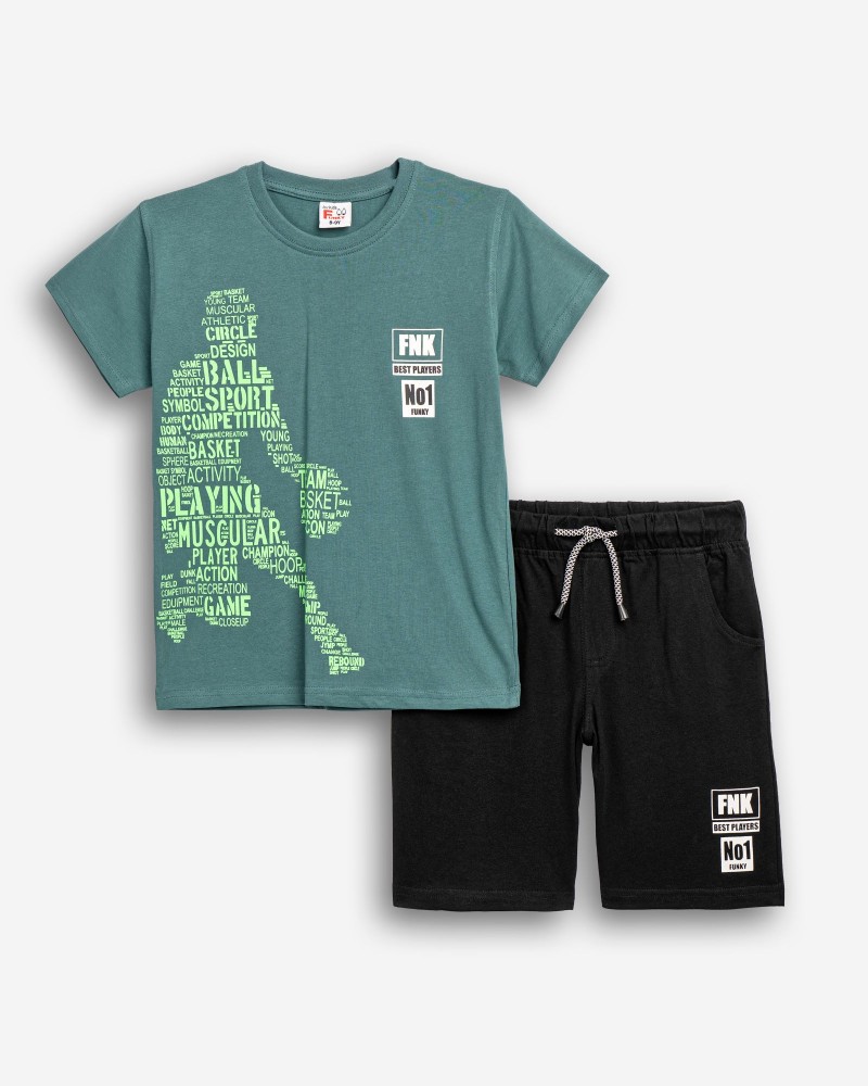 Εφηβικό Μακό Σετ με Μπλούζα Best Players και Βερμούδα Αγόρι (6-16) –Deep Lake– 