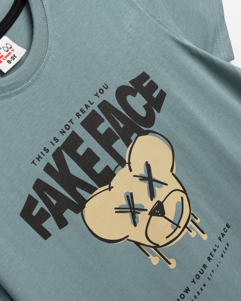 Εφηβικό Μακό Σετ με Μπλούζα Fake Face και Βερμούδα Αγόρι (6-16) –Ραφ– 