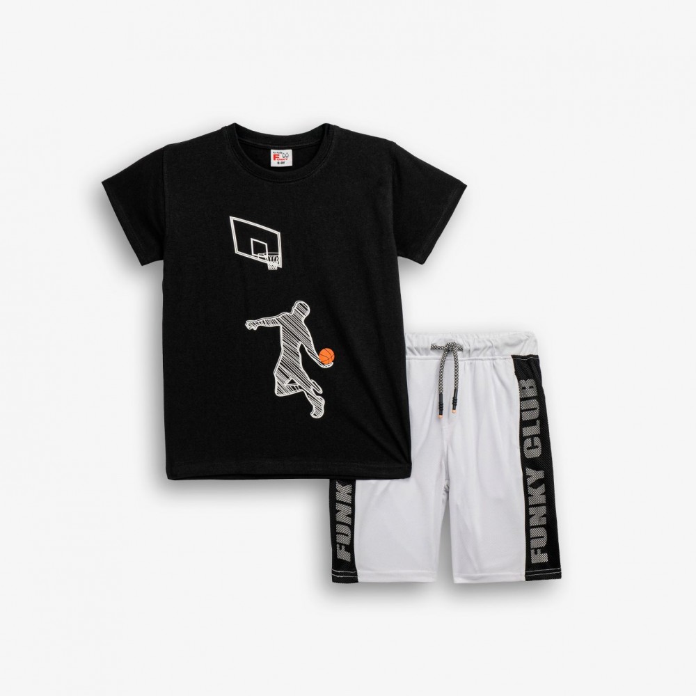 Εφηβικό Μακό Σετ με Μπλούζα Basketball Player και Βερμούδα Αγόρι (6-16) –Μαύρο– 126-101209-1