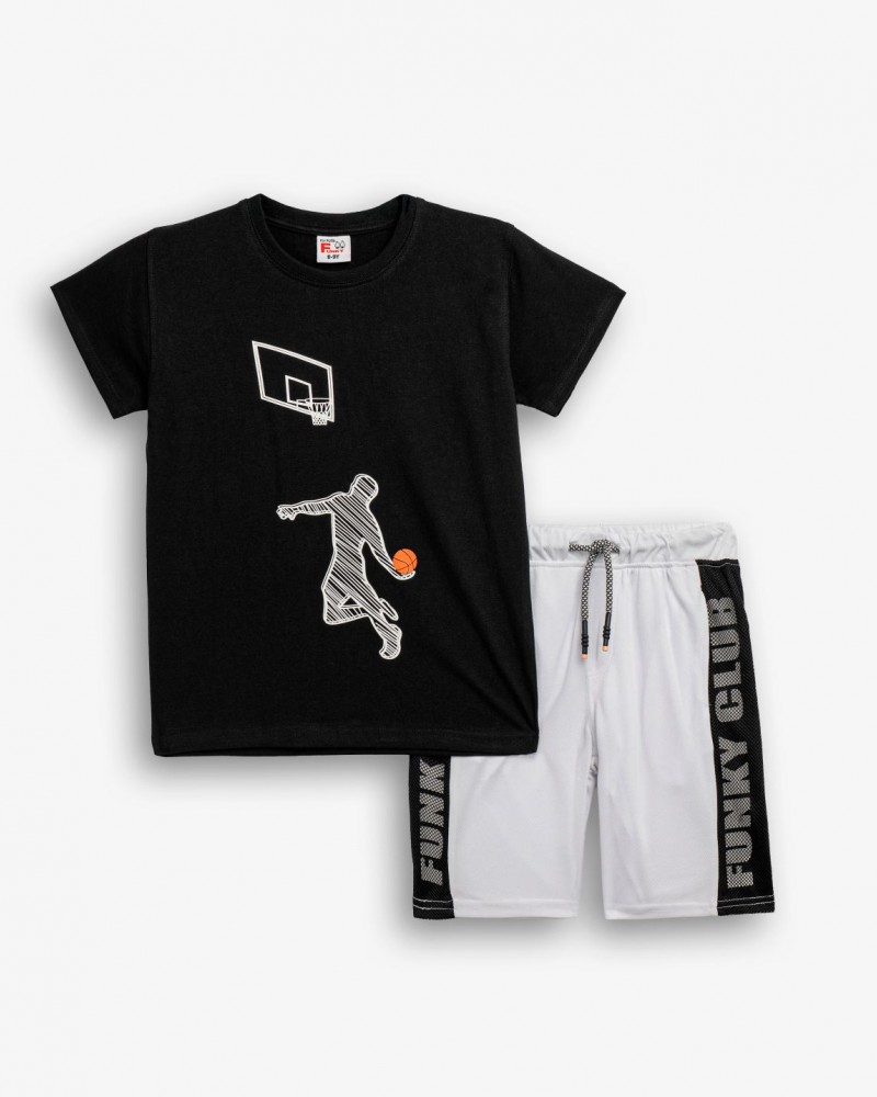 Εφηβικό Μακό Σετ με Μπλούζα Basketball Player και Βερμούδα Αγόρι (6-16) –Μαύρο– 