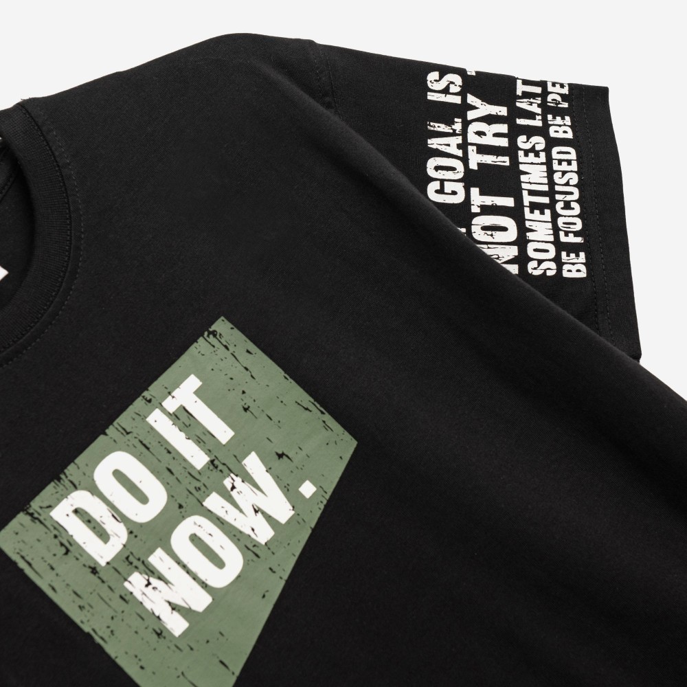 Εφηβικό Μακό Σετ με Μπλούζα Do it Now και Βερμούδα Αγόρι (6-16) –Μαύρο– 