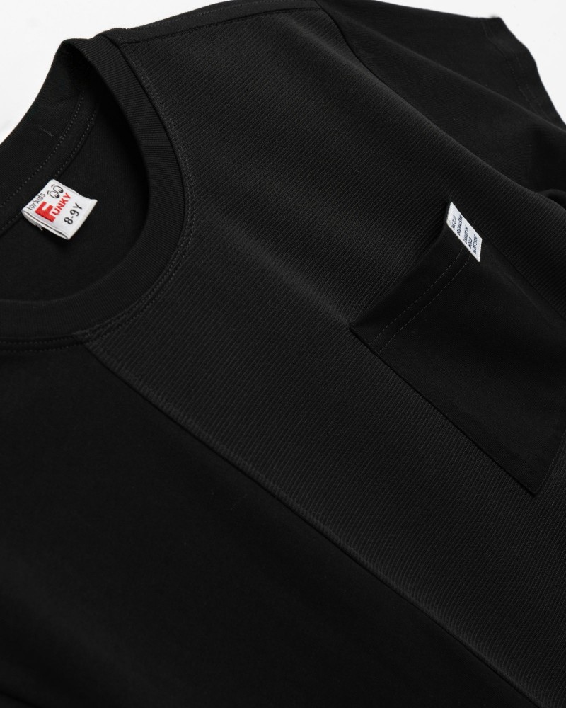 Εφηβικό Μακό Σετ Μπλούζα με Τσεπάκι και Βερμούδα Αγόρι (6-16) –Μαύρο– 