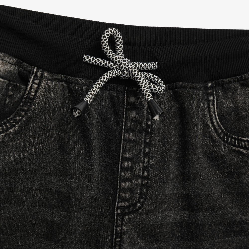 Εφηβικό Σετ με T-Shirt Μπλούζα One Step και Τζιν Βερμούδα Αγόρι (6-16) –Μαύρο– 126-102101-1