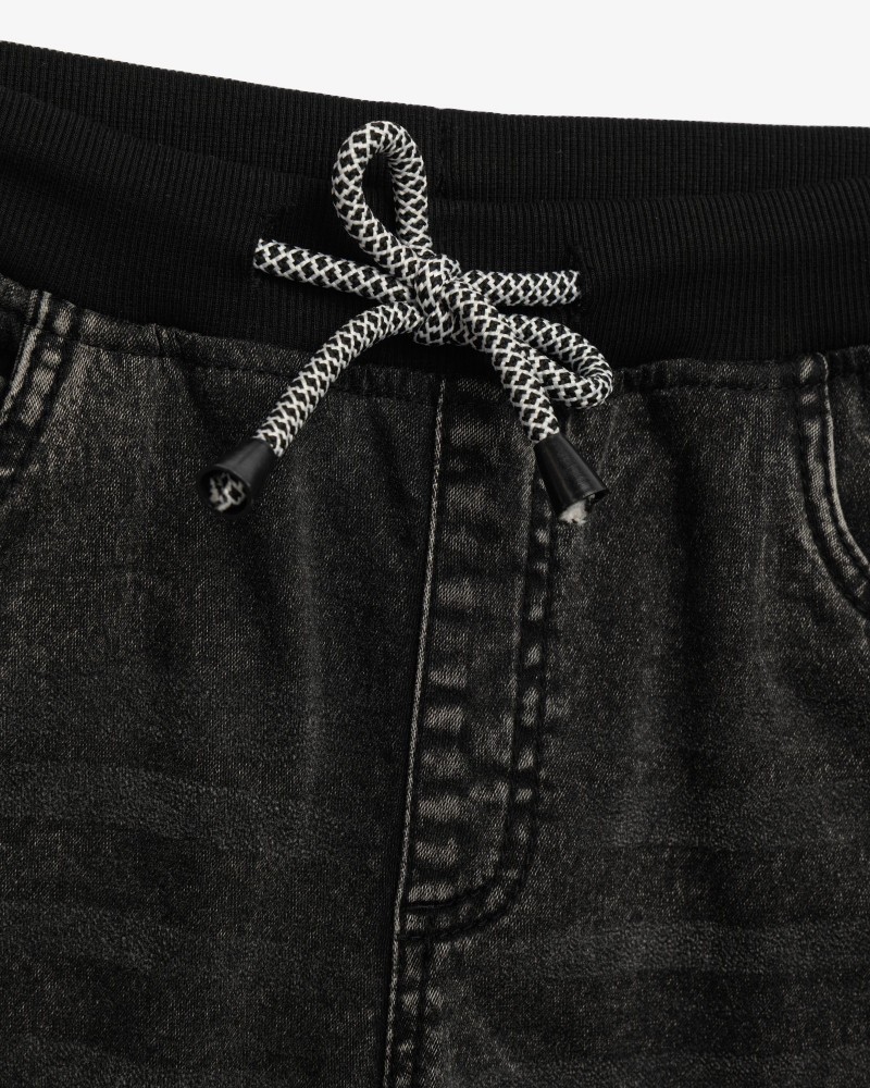 Εφηβικό Σετ με T-Shirt Μπλούζα One Step και Τζιν Βερμούδα Αγόρι (6-16) –Μαύρο– 