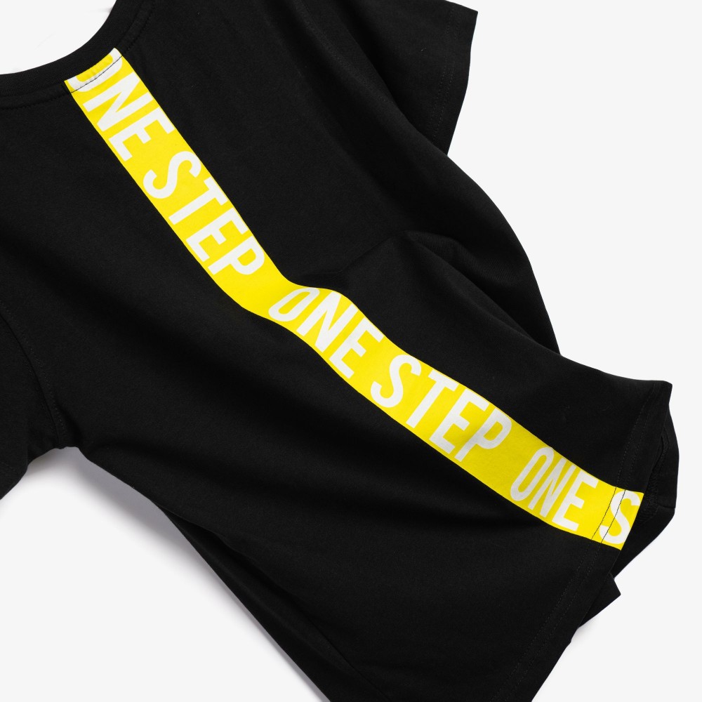 Εφηβικό Σετ με T-Shirt Μπλούζα One Step και Τζιν Βερμούδα Αγόρι (6-16) –Μαύρο– 126-102101-1