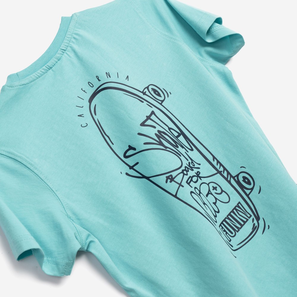 Εφηβικό Σετ με T-Shirt Μπλούζα Street Rules και Τζιν Βερμούδα Αγόρι (6-16) –Λευκό– 126-102103-1