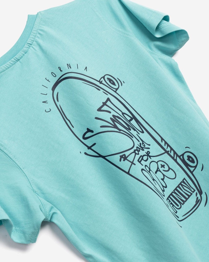 Εφηβικό Σετ με T-Shirt Μπλούζα Street Rules και Τζιν Βερμούδα Αγόρι (6-16) –Λευκό– 