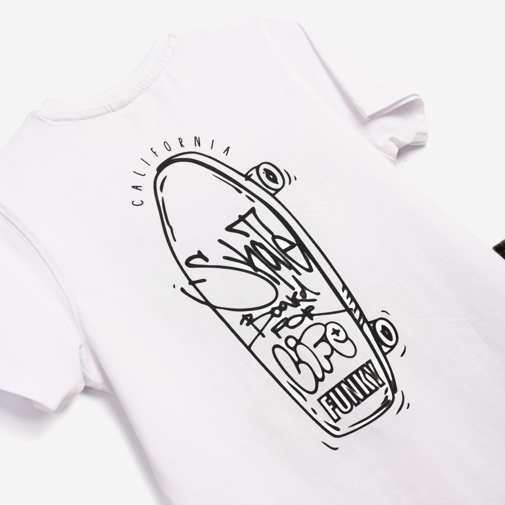 Εφηβικό Σετ με T-Shirt Μπλούζα Street Rules και Τζιν Βερμούδα Αγόρι (6-16) –Λευκό– 126-102103-2