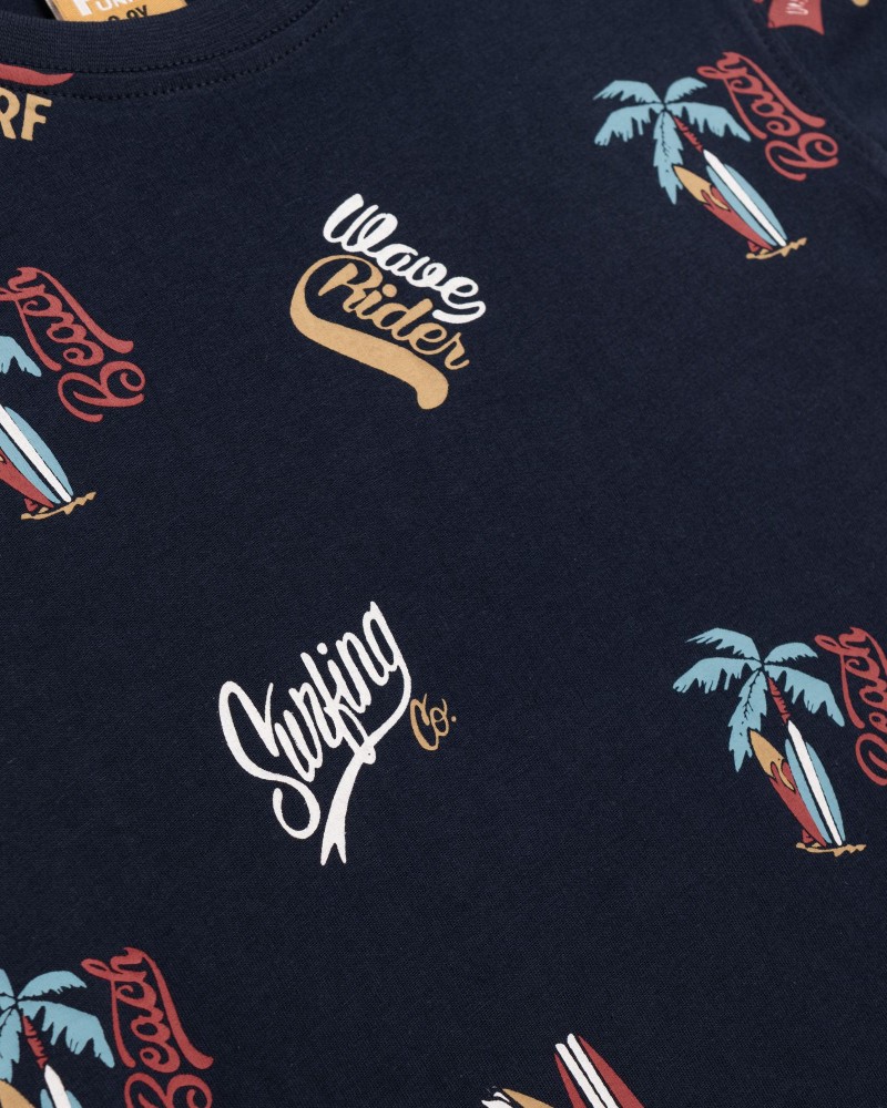 Εφηβική T-Shirt Μπλούζα Calofornia Surf Allover Αγόρι (6-16) -Μπλε- 