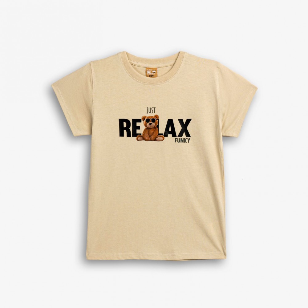 Εφηβική T-Shirt Μπλούζα με Τύπωμα Relax Αγόρι (6-16) -Μπεζ- 