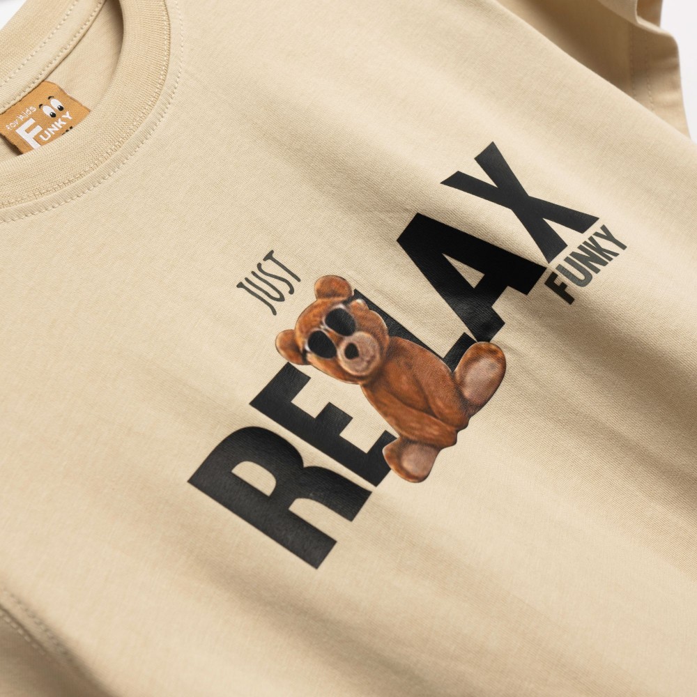 Εφηβική T-Shirt Μπλούζα με Τύπωμα Relax Αγόρι (6-16) -Μπεζ- 