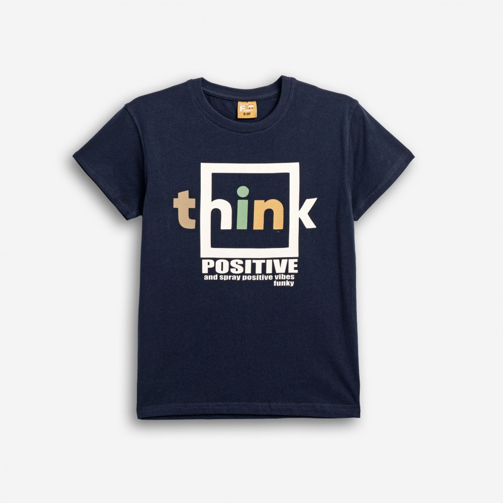 Εφηβική T-Shirt Μπλούζα Think Positive Αγόρι (6-16) -Μπλε- 126-105110-1