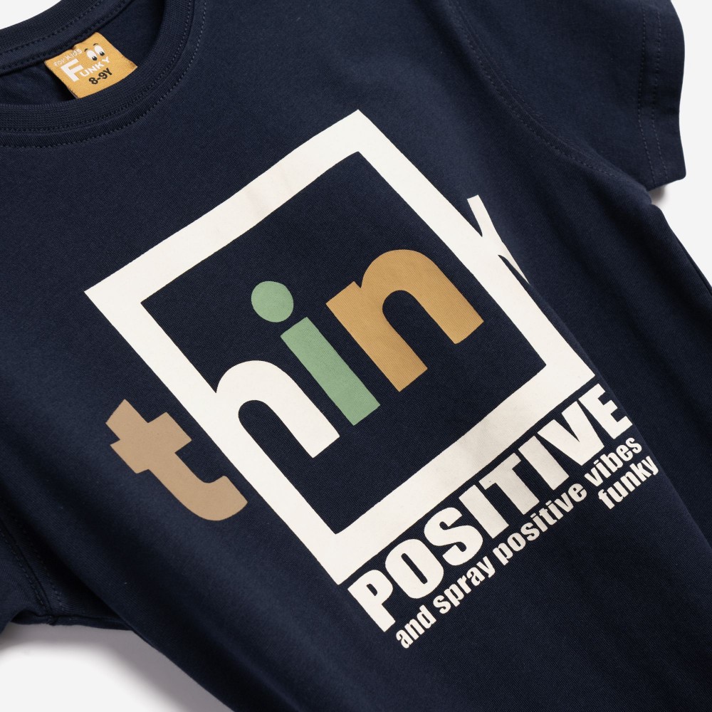 Εφηβική T-Shirt Μπλούζα Think Positive Αγόρι (6-16) -Μπλε- 126-105110-1