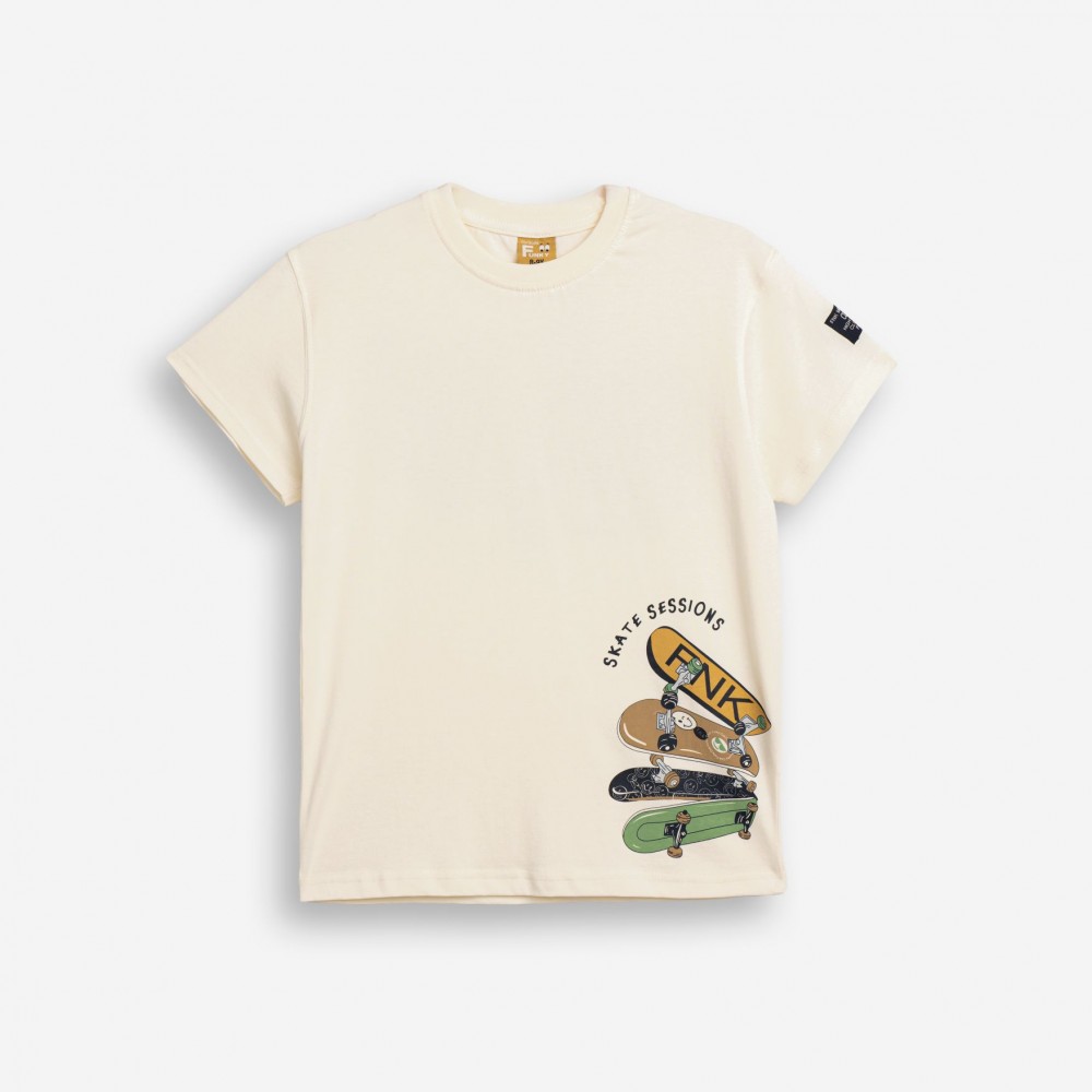 Εφηβική T-Shirt Μπλούζα Skate Sessions Αγόρι (6-16) -Εκρού- 