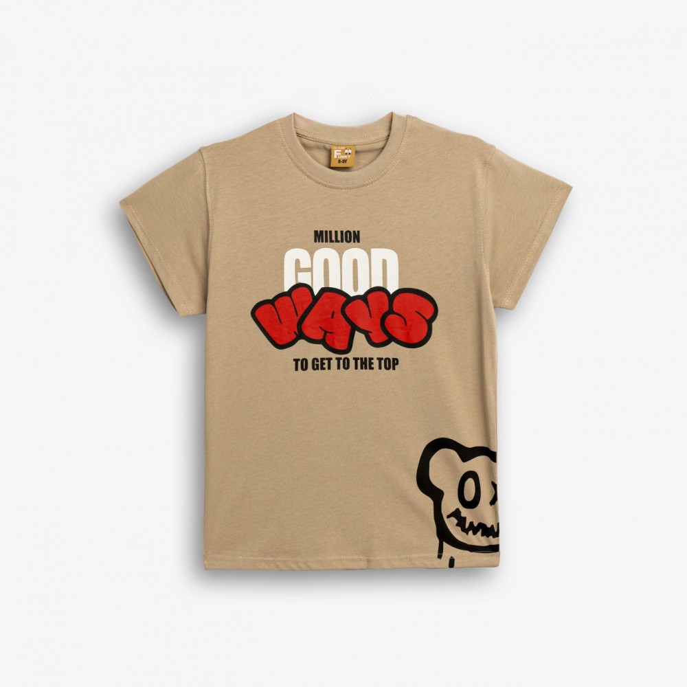 Εφηβική T-Shirt Μπλούζα Good Ways Αγόρι (6-16) -Μόκα- 126-105116-1