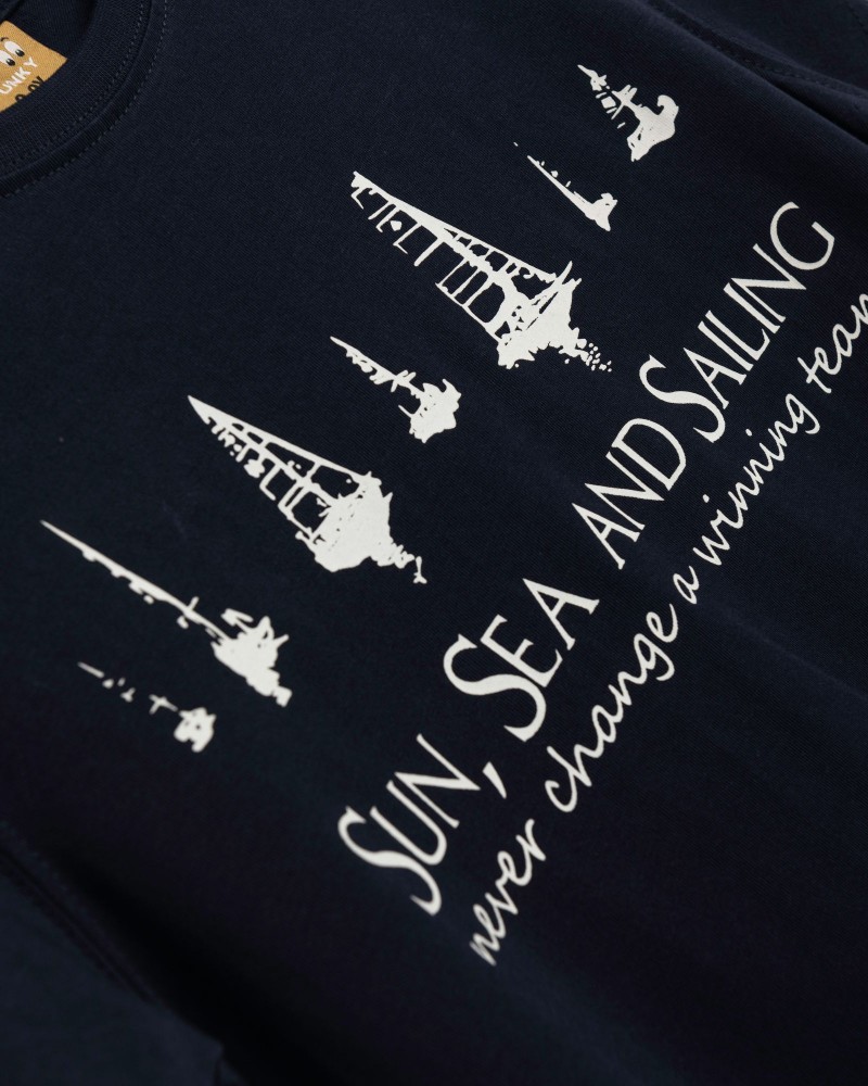Εφηβική T-Shirt Μπλούζα με Τύπωμα Sun,Sea and Sailing Αγόρι (6-16) -Μπλε- 
