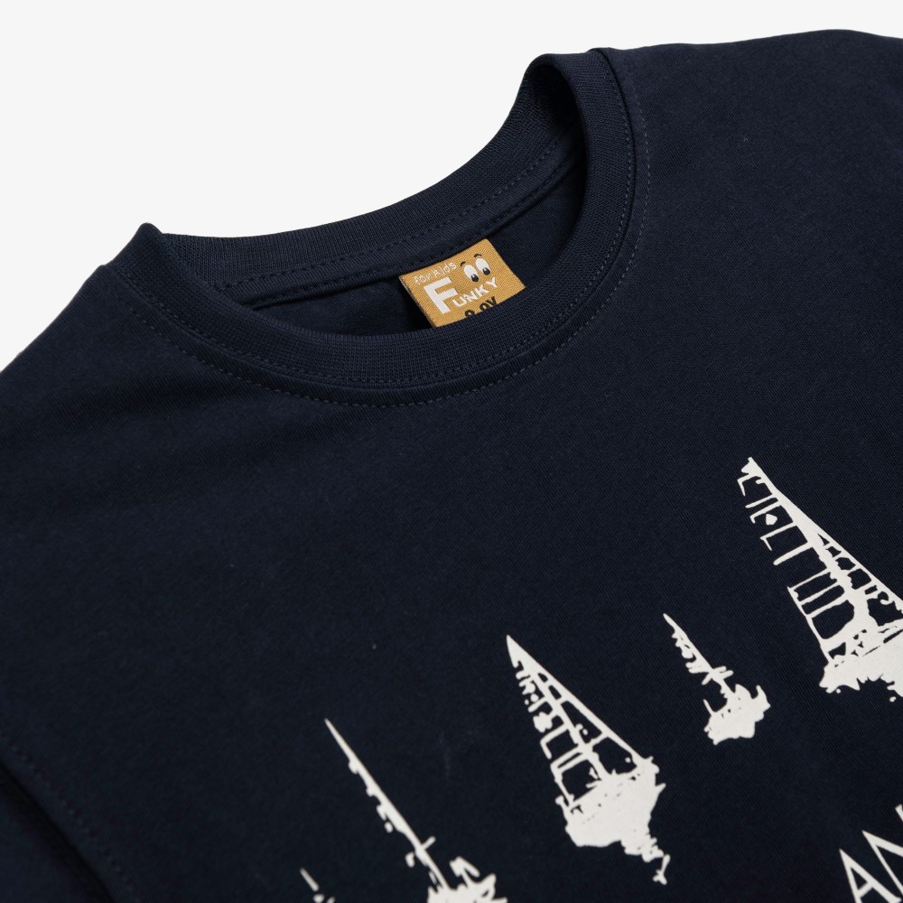 Εφηβική T-Shirt Μπλούζα με Τύπωμα Sun,Sea and Sailing Αγόρι (6-16) -Μπλε- 126-105119-1