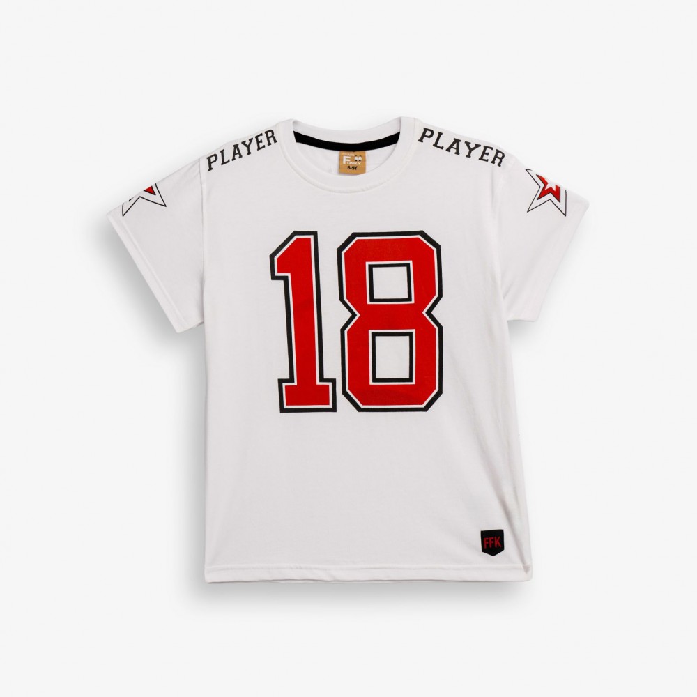 Εφηβική T-Shirt Μπλούζα με Τύπωμα Player 18 Αγόρι (6-16) -Λευκό- 
