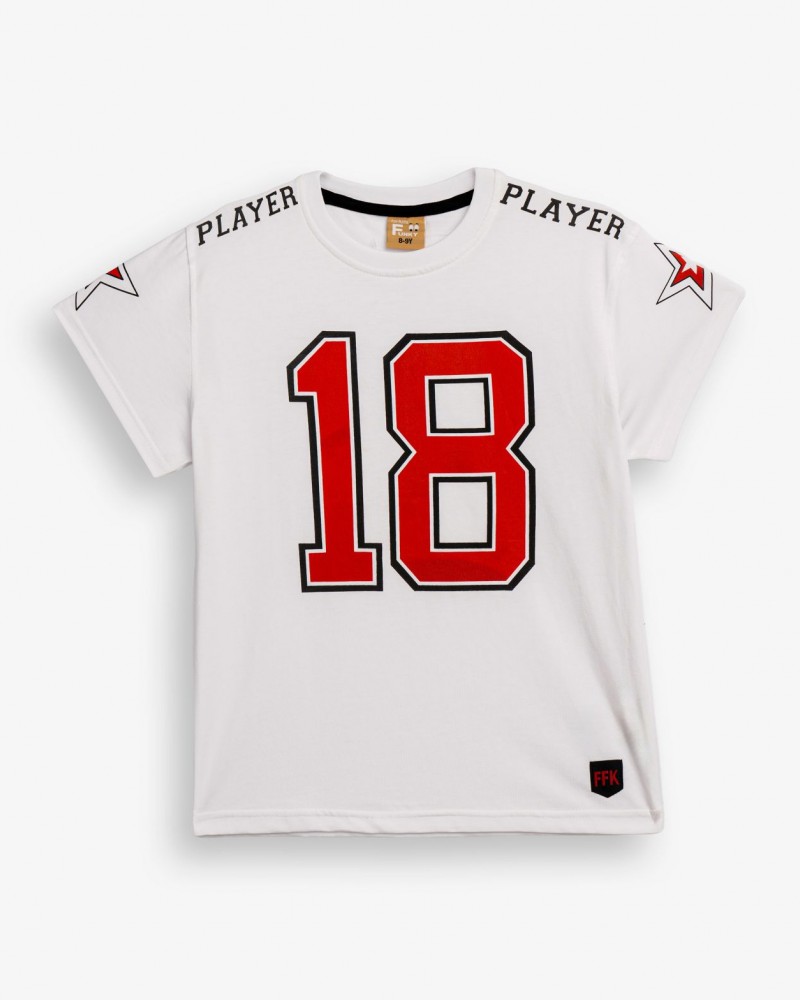 Εφηβική T-Shirt Μπλούζα με Τύπωμα Player 18 Αγόρι (6-16) -Λευκό- 