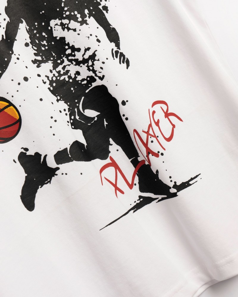 Εφηβική T-Shirt Μπλούζα Basketball Player Αγόρι (6-16) -Λευκό- 