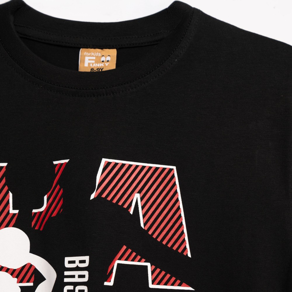 Εφηβική T-Shirt Μπλούζα με Τύπωμα Basketball Αγόρι (6-16) -Μαύρο- 126-105122-1
