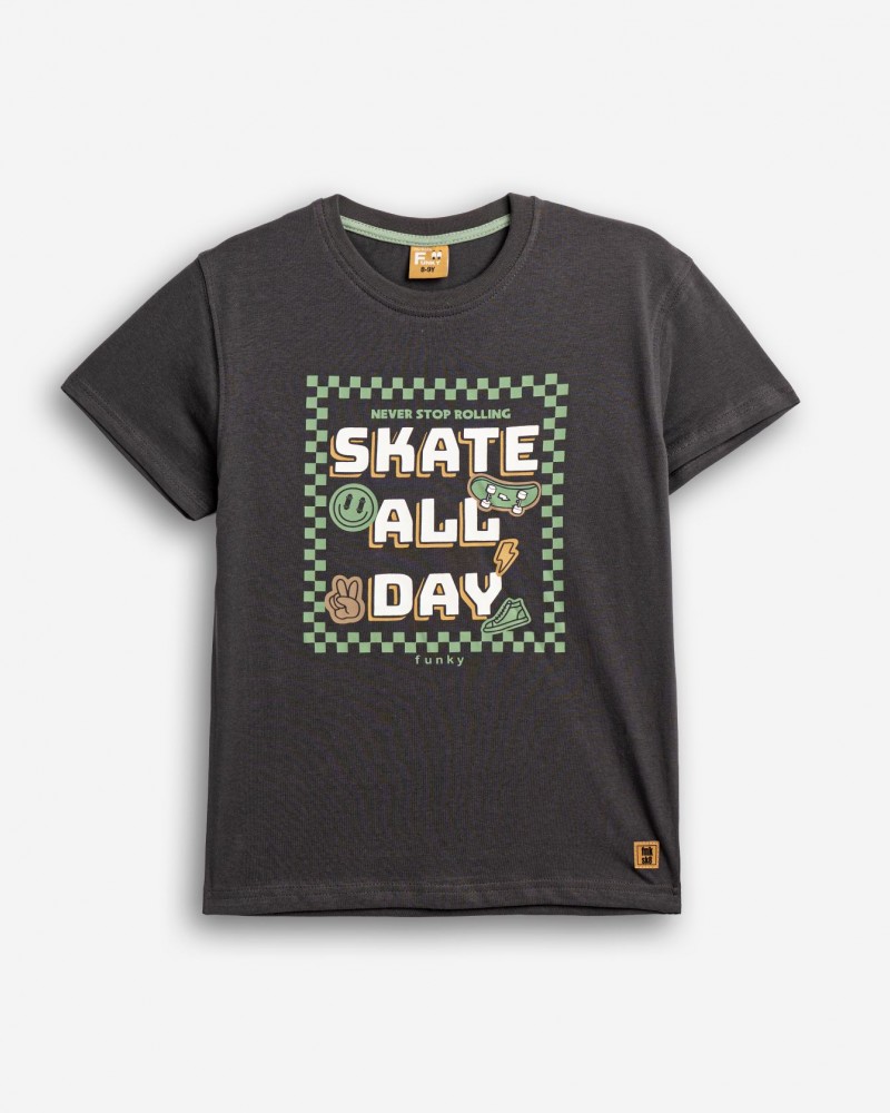 Εφηβική T-Shirt Μπλούζα Skate All Day Αγόρι (6-16) -Ανθρακί- 