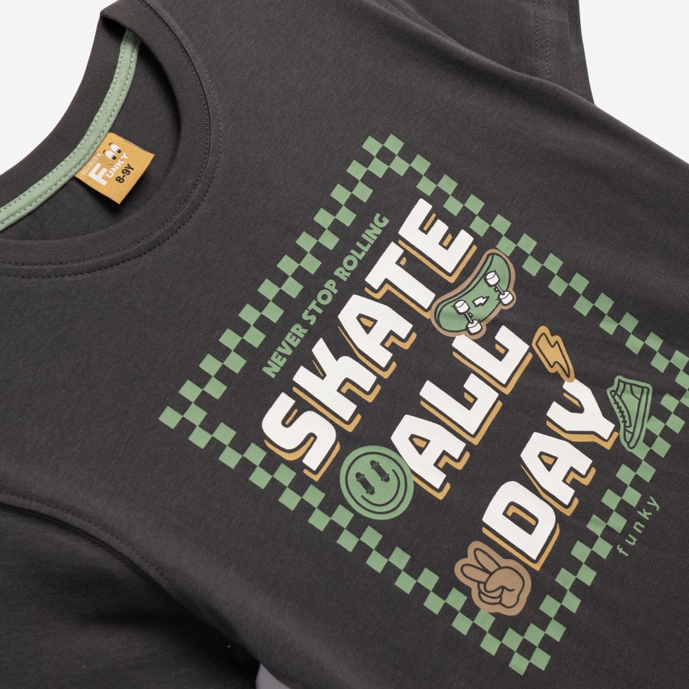 Εφηβική T-Shirt Μπλούζα Skate All Day Αγόρι (6-16) -Ανθρακί- 
