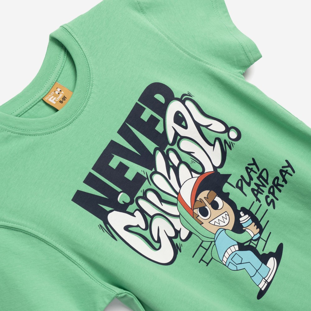 Εφηβική T-Shirt Μπλούζα Play and Graffiti Spray Αγόρι (6-16) -Πράσινο- 126-105133-1