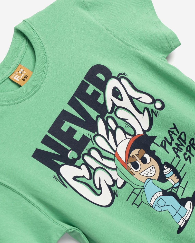 Εφηβική T-Shirt Μπλούζα Play and Graffiti Spray Αγόρι (6-16) -Πράσινο- 