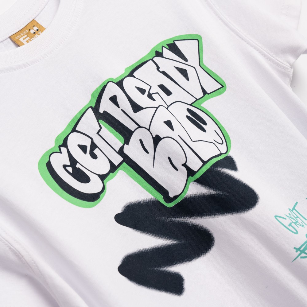 Εφηβική T-Shirt Μπλούζα με Τύπωμα Get Ready Bro Αγόρι (6-16) -Λευκό- 