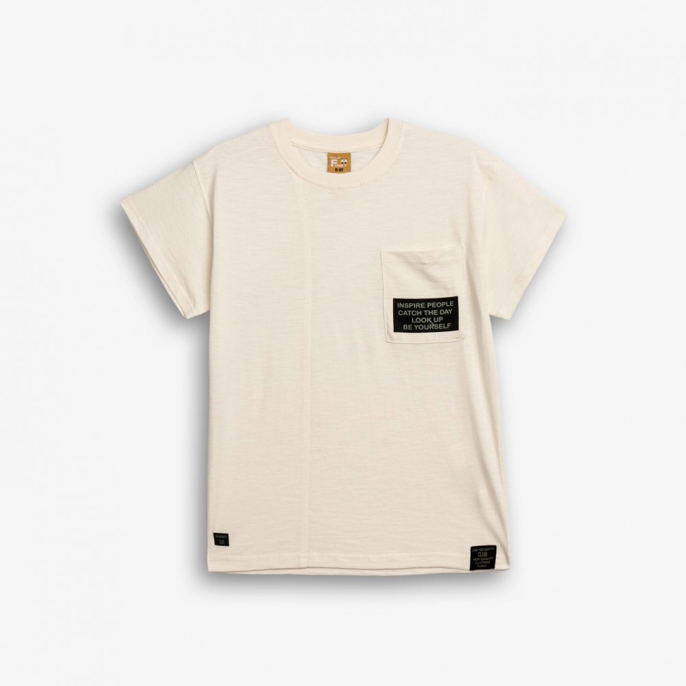 Εφηβική T-Shirt Μπλούζα Φλάμα με Τσεπάκι Αγόρι (6-16) -Εκρού- 126-105140-1