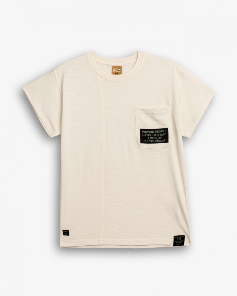 Εφηβική T-Shirt Μπλούζα Φλάμα με Τσεπάκι Αγόρι (6-16) -Εκρού- 