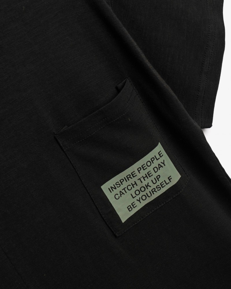 Εφηβική T-Shirt Μπλούζα Φλάμα με Τσεπάκι Αγόρι (6-16) -Μαύρο- 