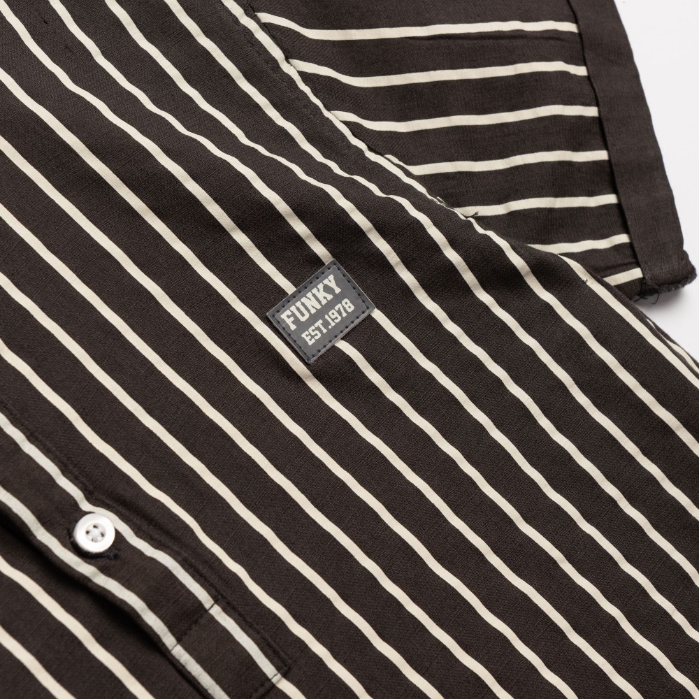 Εφηβικό Πουκάμισο Ριγέ Με Μαο Γιακά Αγόρι (6-16) -Ανθρακί- 126-108100-1