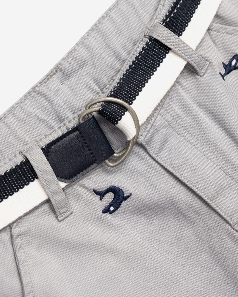 Εφηβική Βερμούδα Λύκρα με Ζώνη και Κέντημα Allover Καρχαρίες Αγόρι (6-16) –Γκρι– 